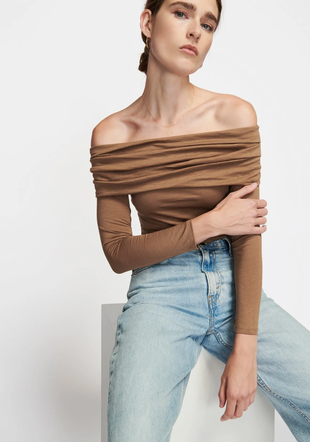 Abana Draped Off-The-Shoulder