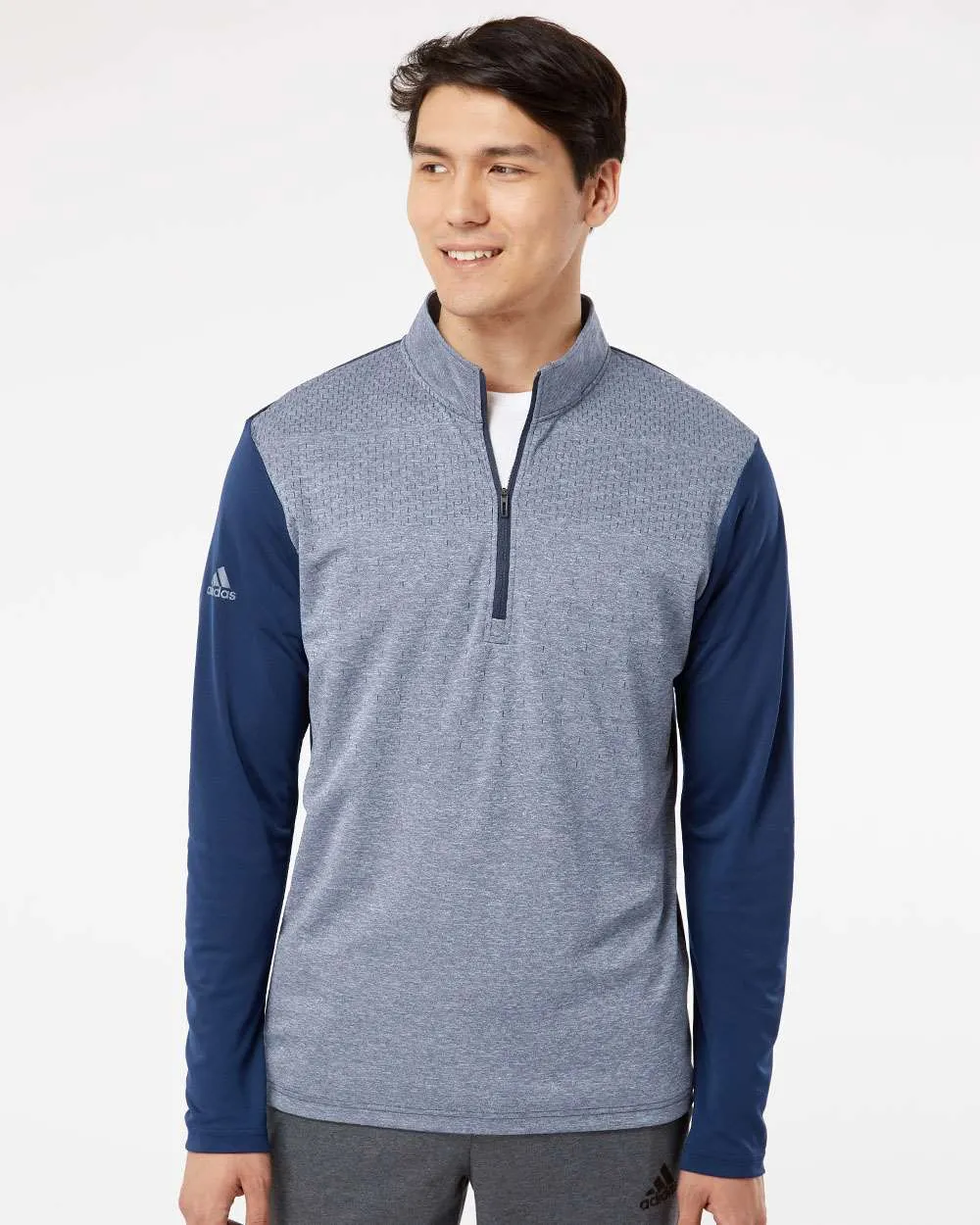 Adidas Heather Block Print Quarter-Zip Pullover