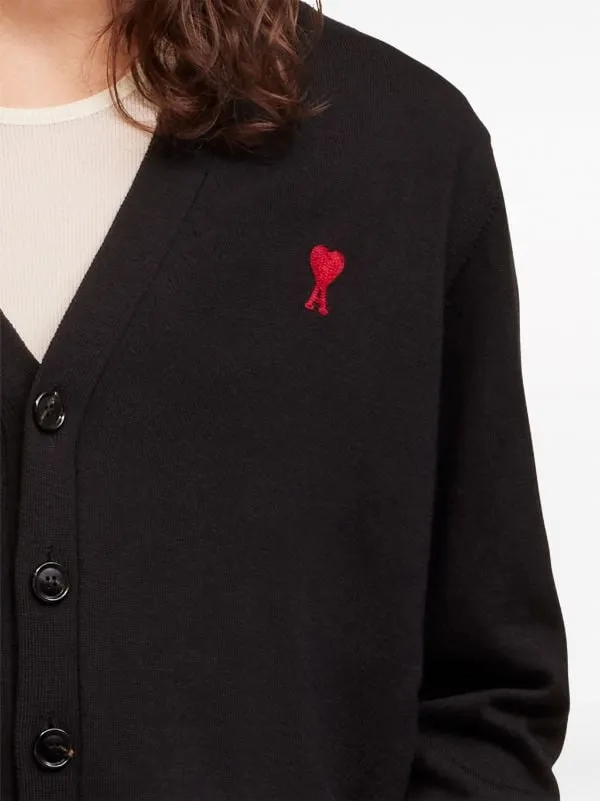 ami Paris Cardigan With Embroidery Ami De Coeur BFHKC111.KN0025