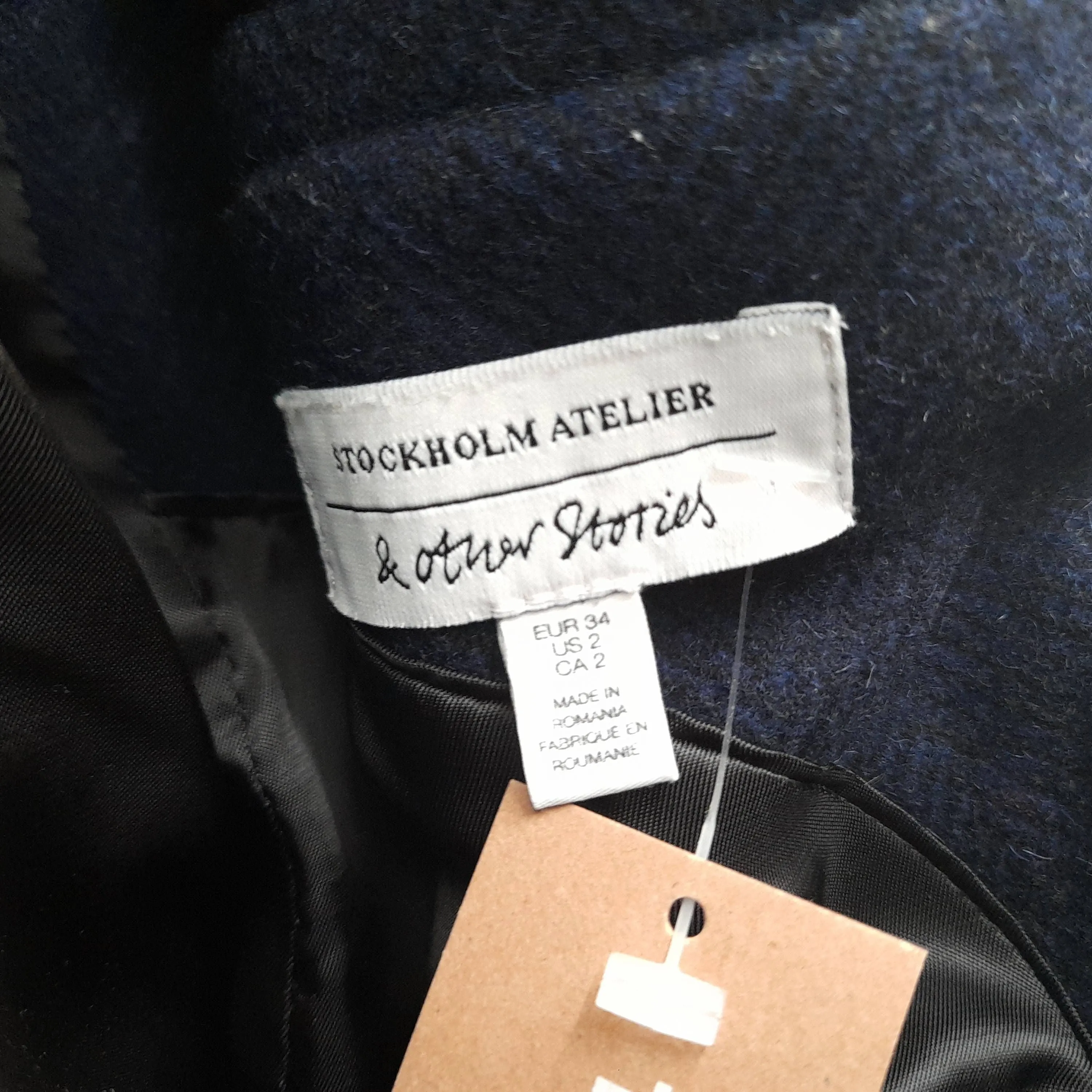 & Other Stories Women's Coat UK 6 Blue 100% Other