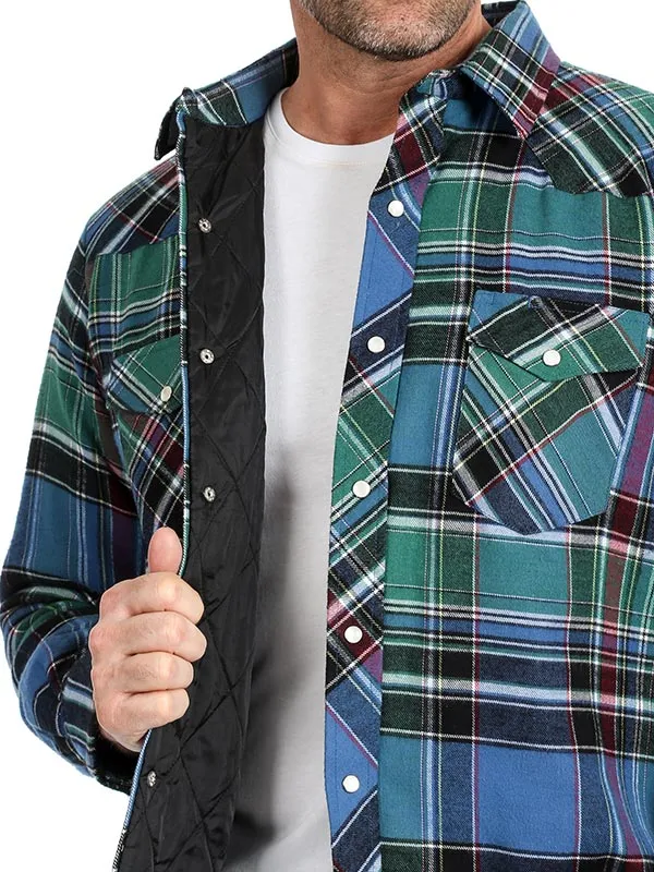 Assorted Wrangler Authentics Mens Long Sleeve Quilted Lining Flannel Shirt 75108AA