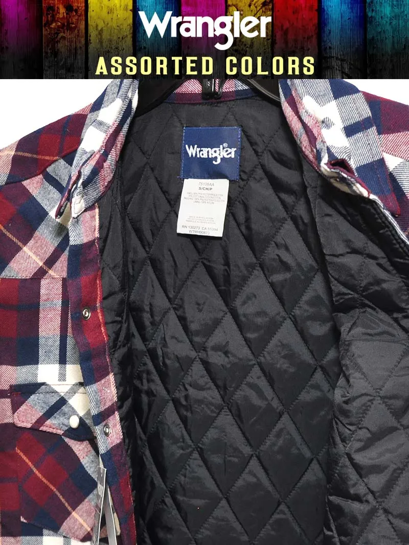 Assorted Wrangler Authentics Mens Long Sleeve Quilted Lining Flannel Shirt 75108AA