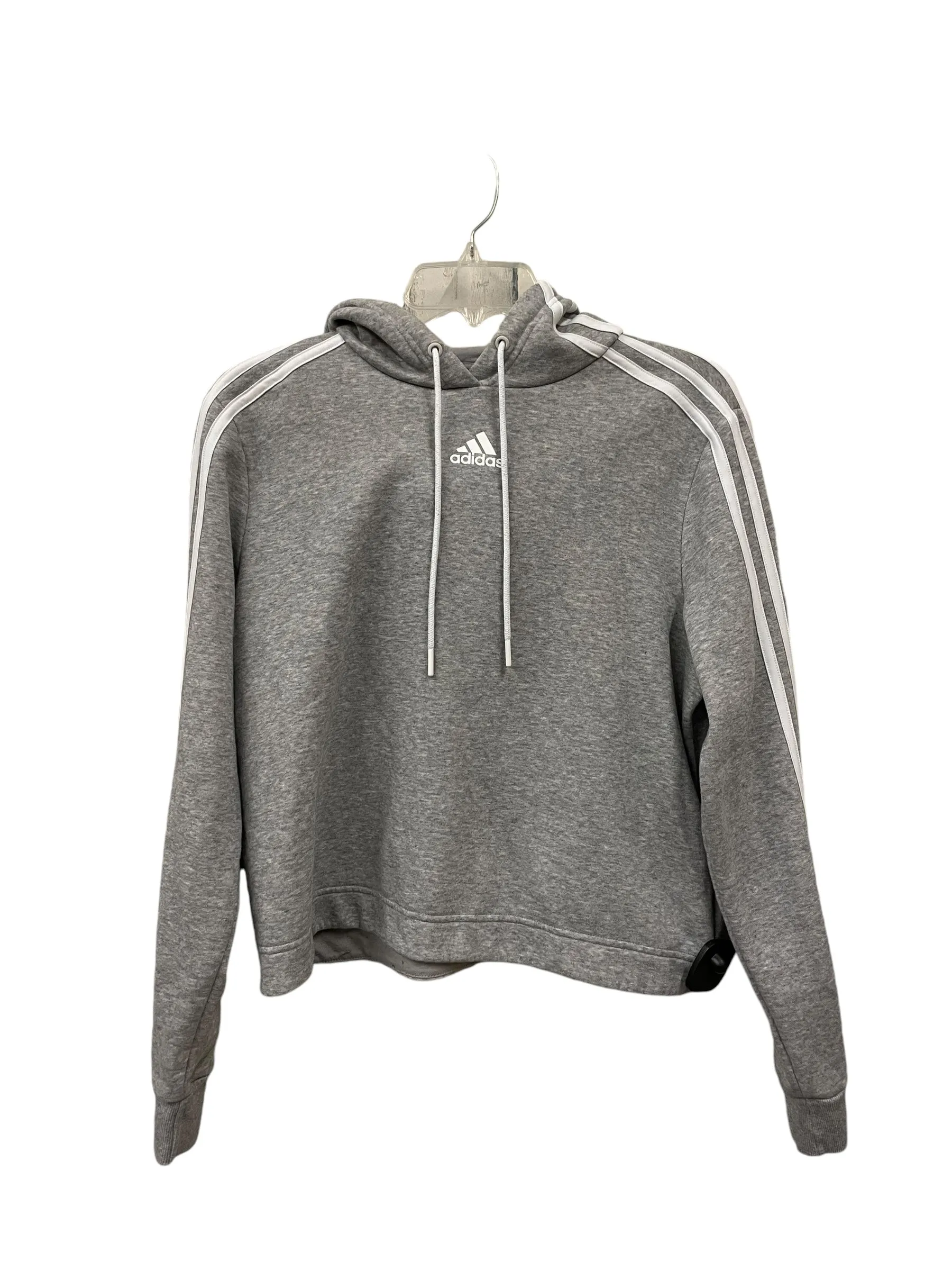 Athletic Sweatshirt Hoodie By Adidas In Grey, Size: M