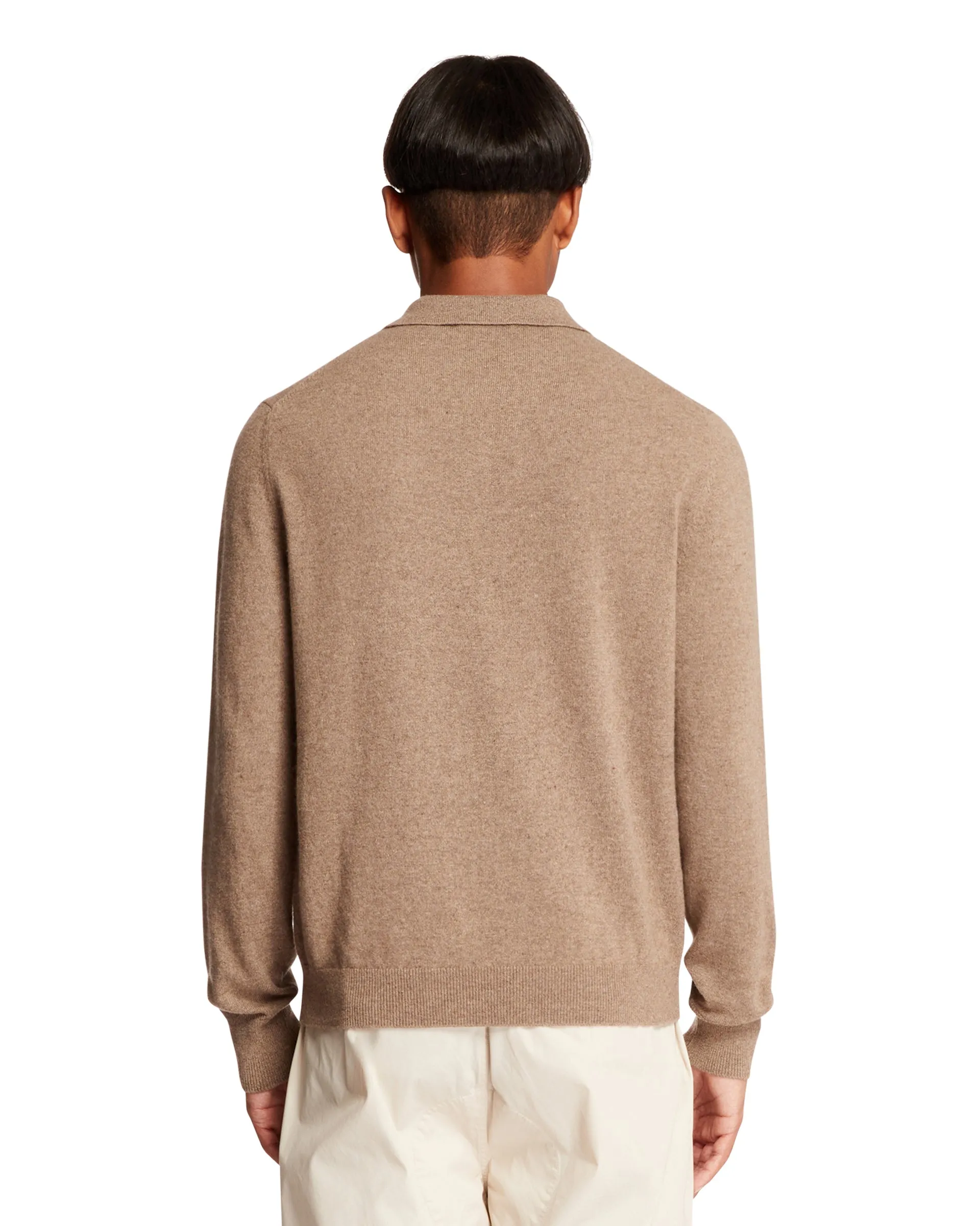 Beige Polo Collar Cashmere Sweater