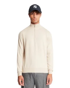 Beige Turtleneck Zip Sweater