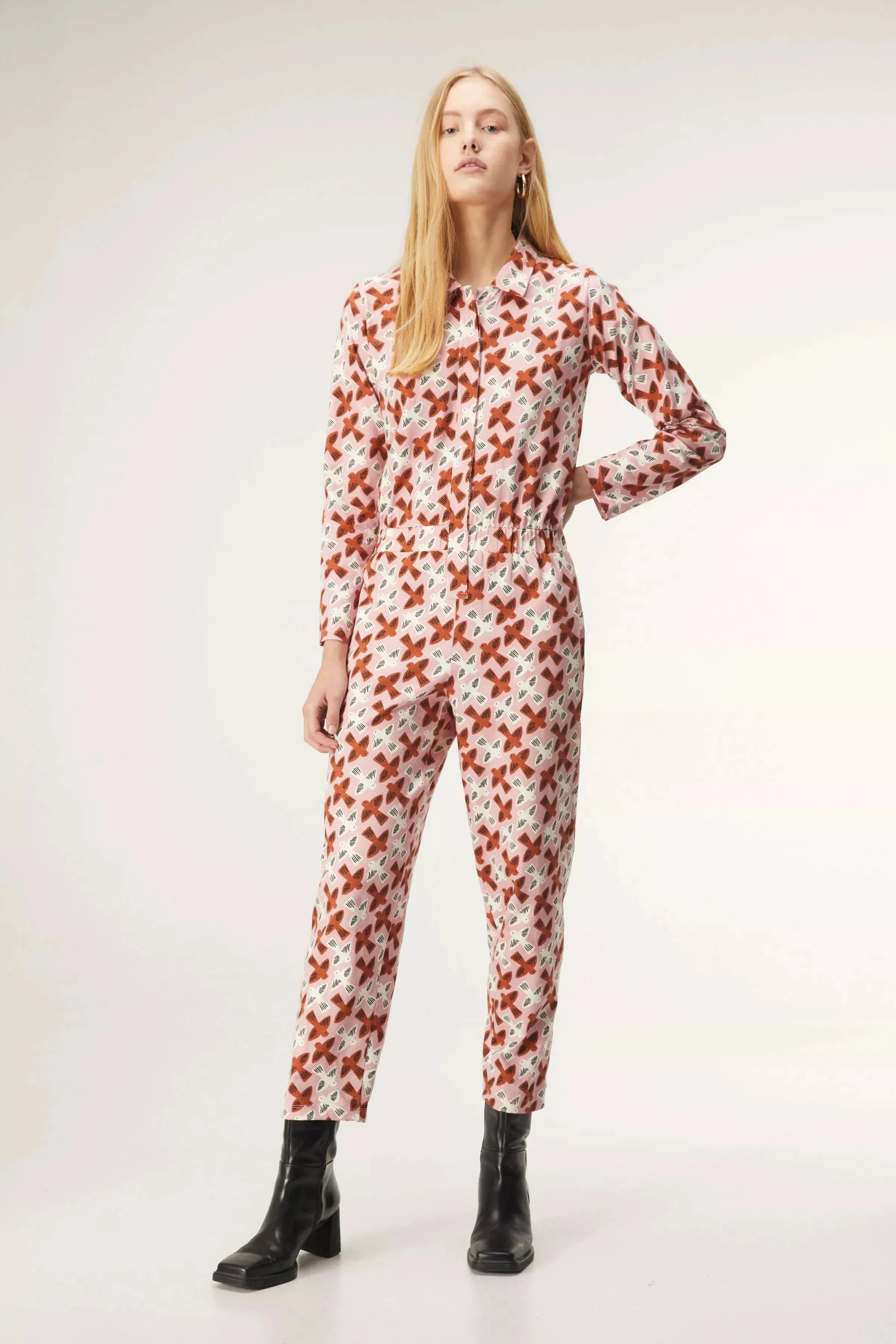 Bird Print Jumpsuit