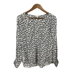 Blouse Long Sleeve By Clothes Mentor In Black & White, Size: M