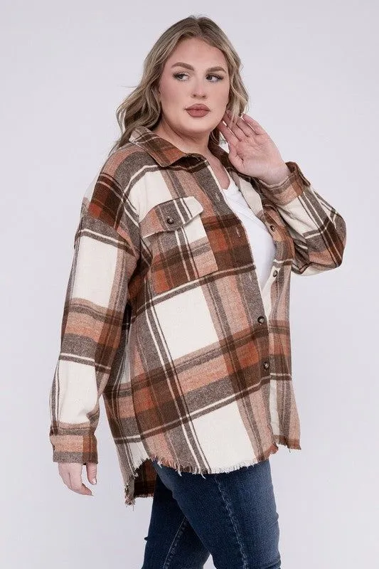 Blue B Plus Size Yarn Dyed Plaid Shirt Jacket