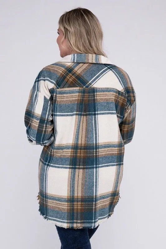 Blue B Plus Size Yarn Dyed Plaid Shirt Jacket