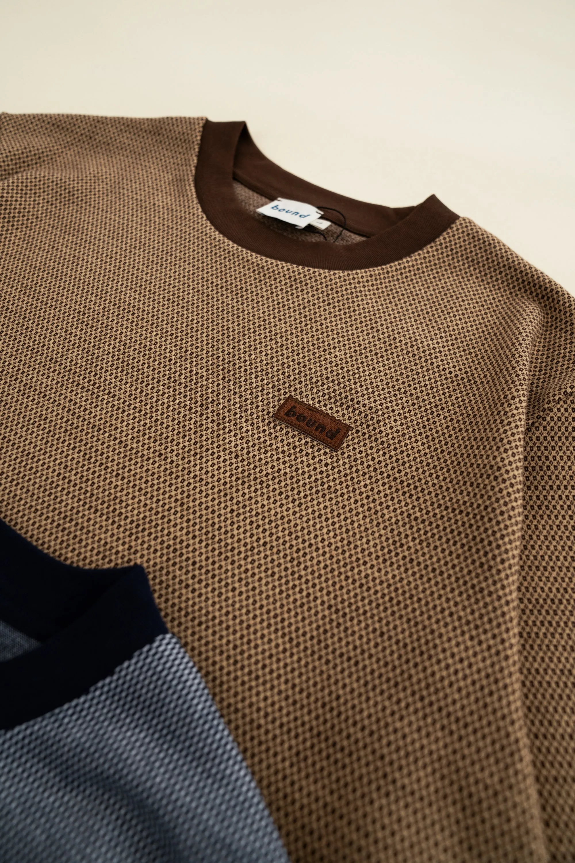 bound Shaped Jacquard Tee - Brown