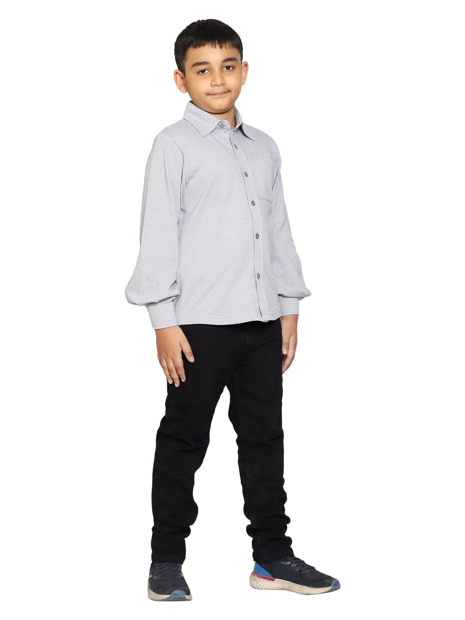 Boys Jacquard Knit Shirt & Basic 5 Pkt Casual Pant Set