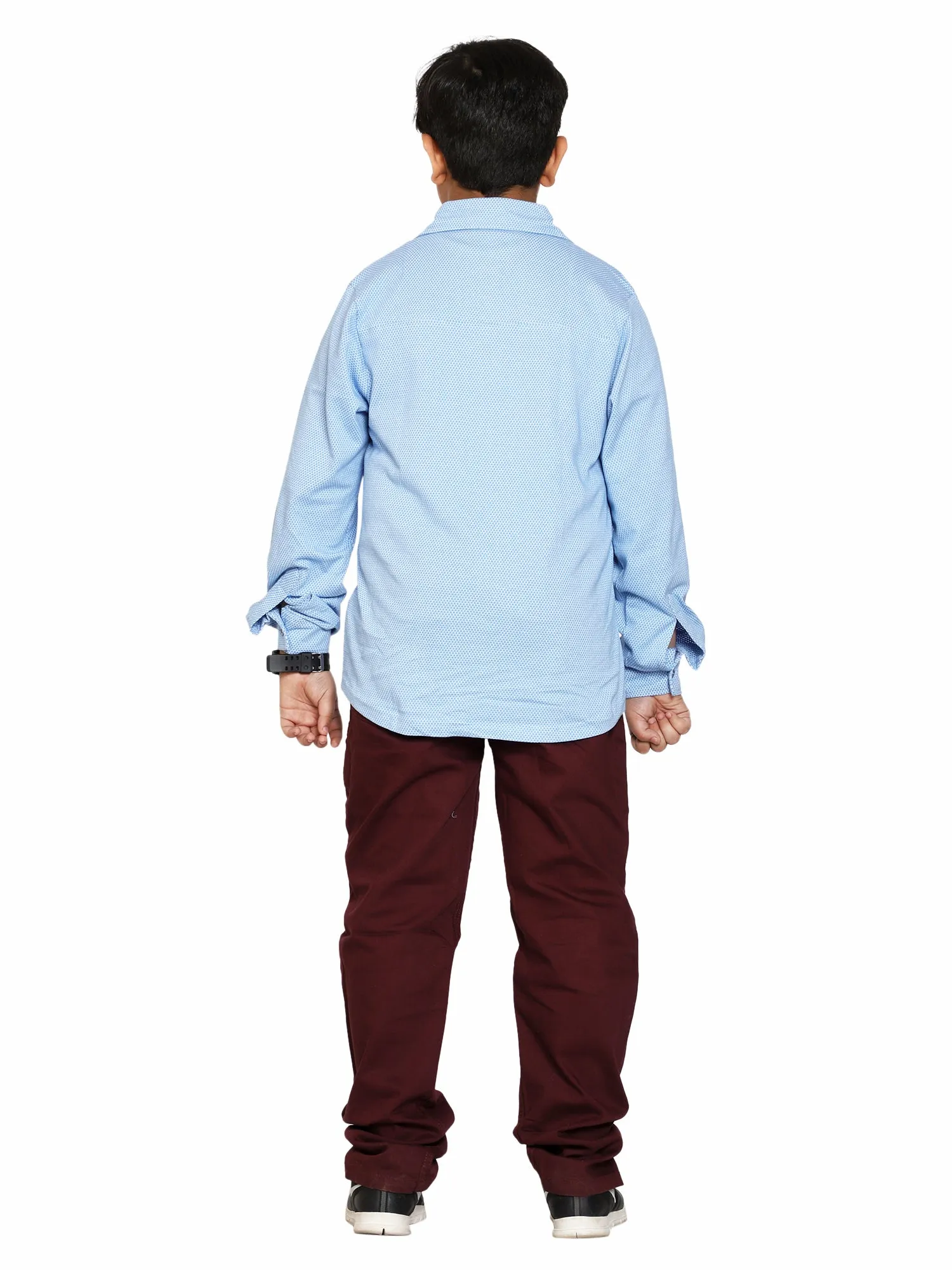 Boys Jacquard Knit Shirt & Basic 5 Pkt Casual Pant Set