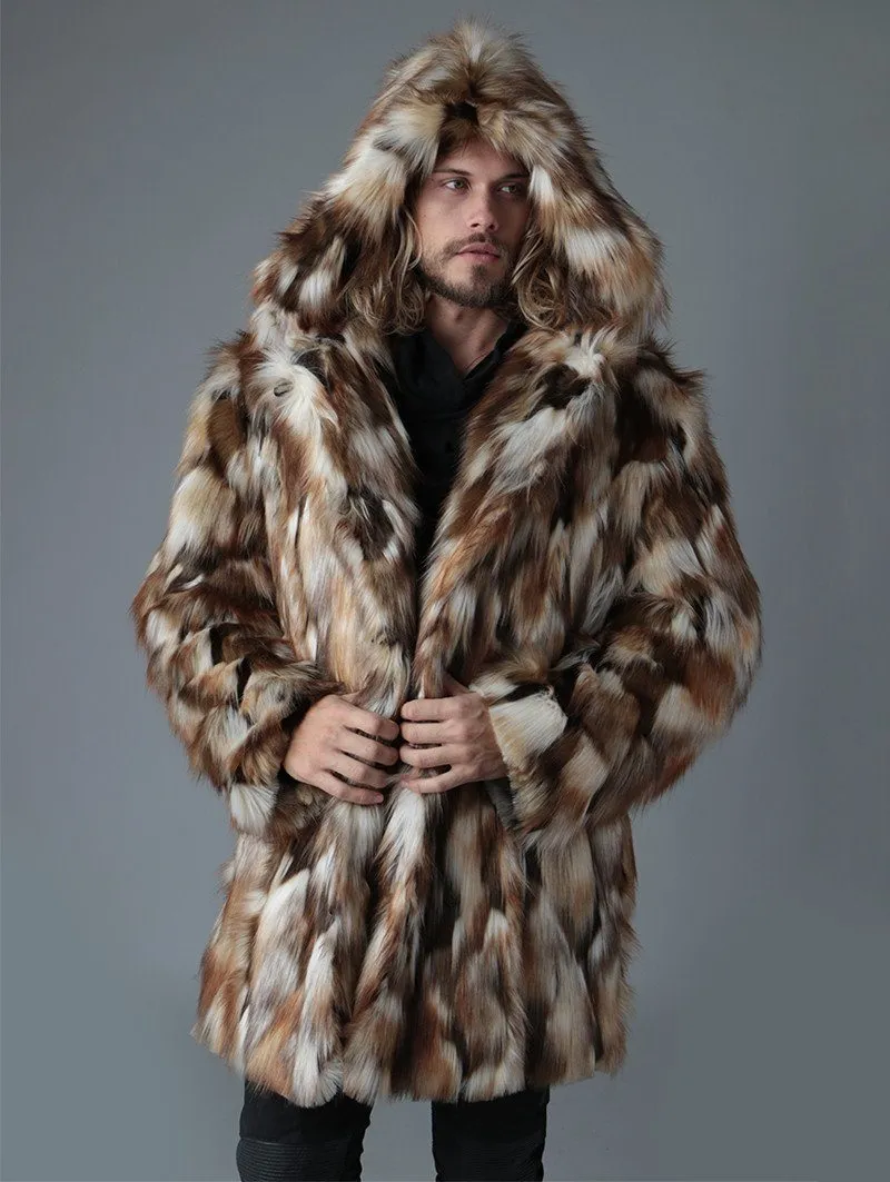 Brown Rabbit Faux Fur Coat SpiritHood