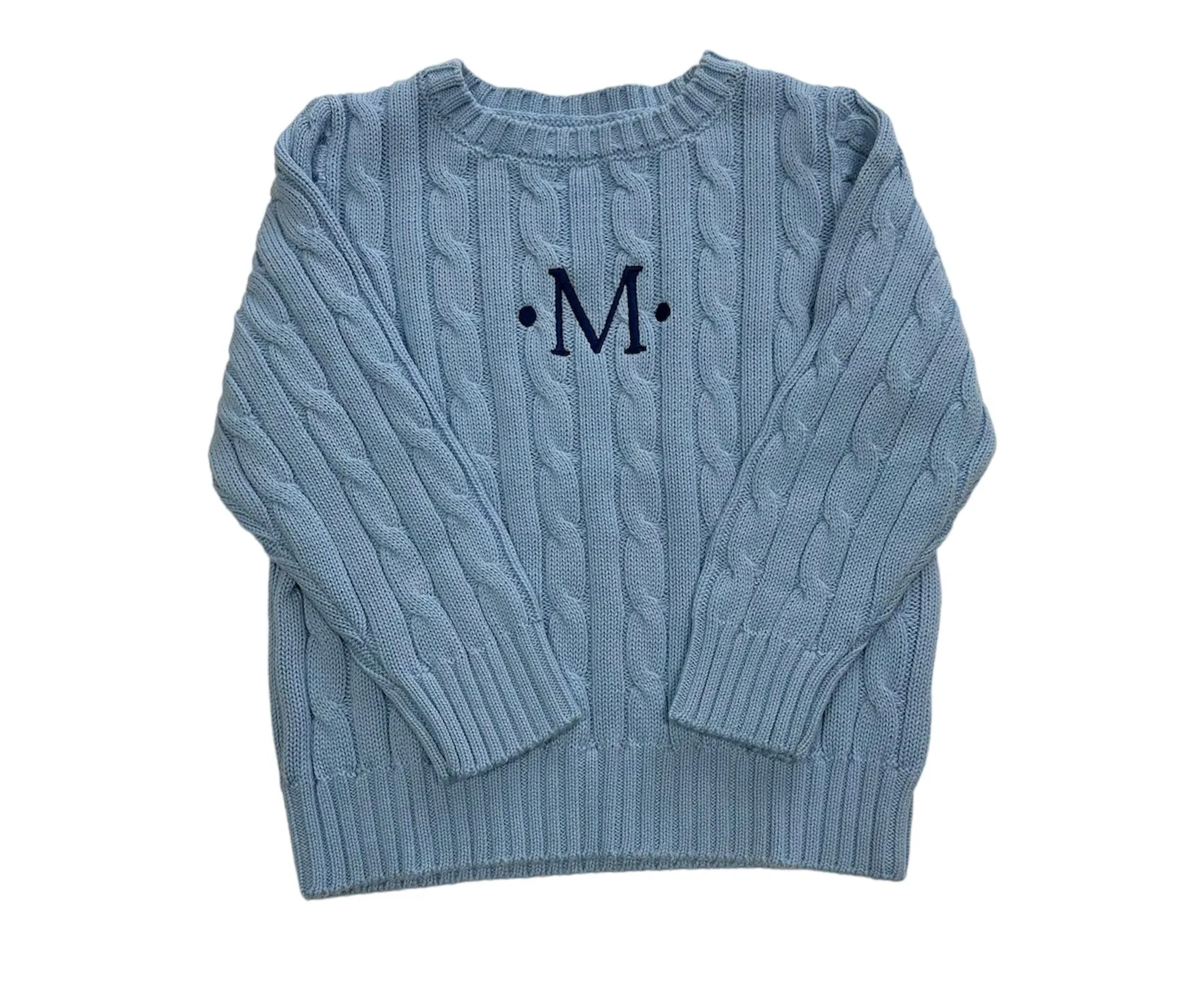 Cable Crewneck Knit Sweater 100% Cotton