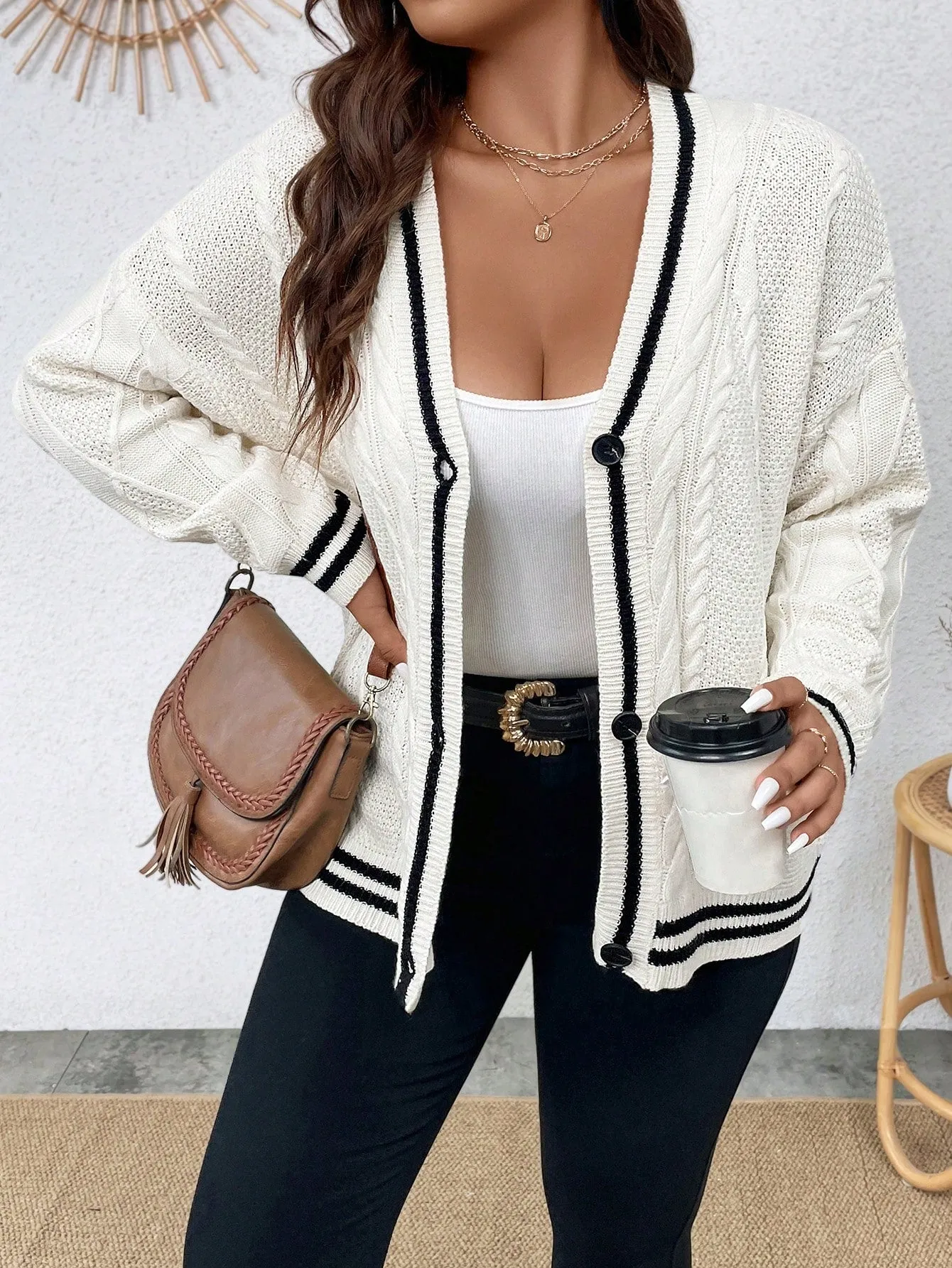 Cardigan Tricot com Textura Plus