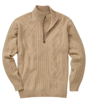 Cashmere Fisherman Cable Quarter-Zip Sweater