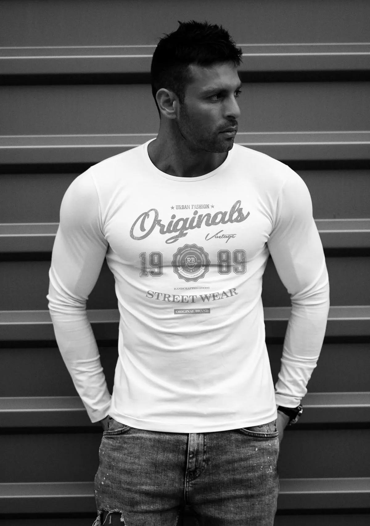 Casual Mens Long Sleeve T-shirt "Originals" MD893