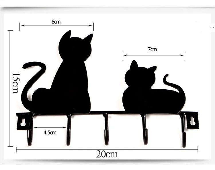 Cat Design Metal Wall Hooks Robe Hanger