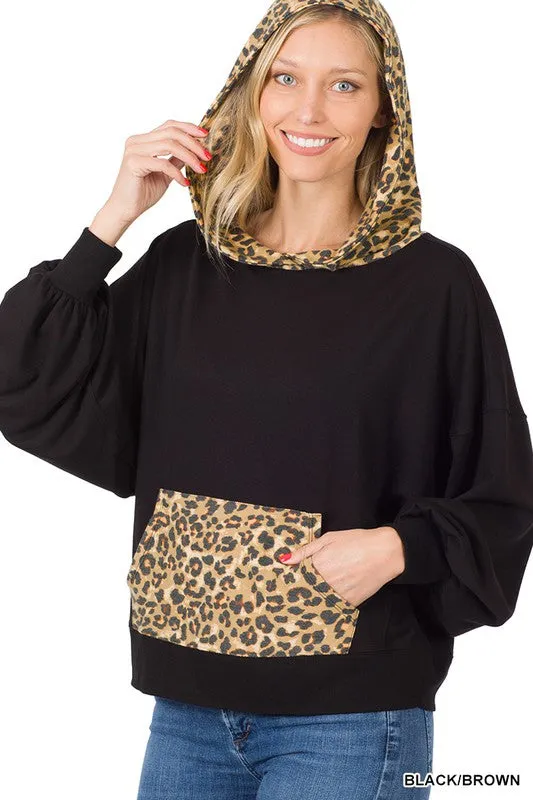 Cheetah Print Cropped Hoodie