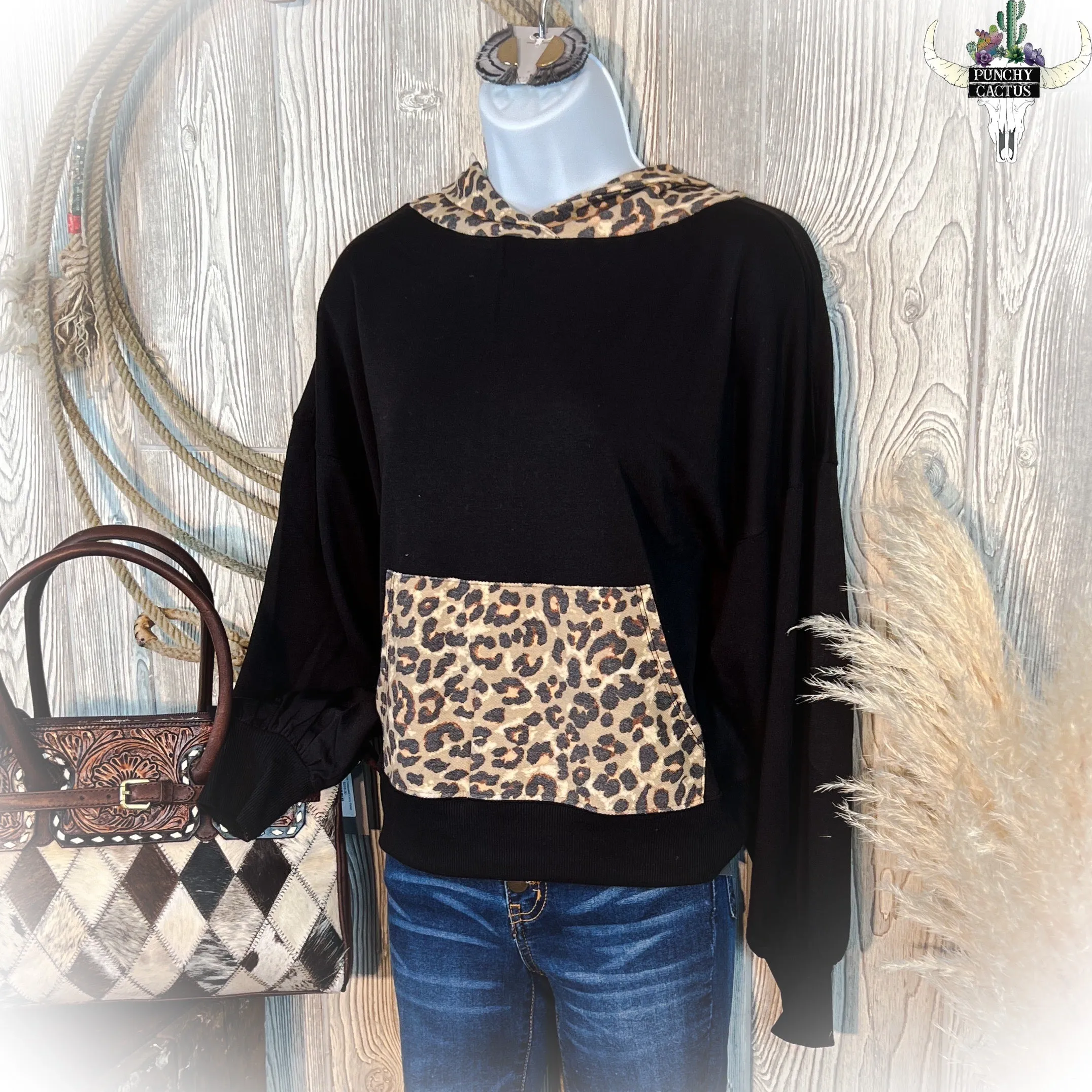 Cheetah Print Cropped Hoodie