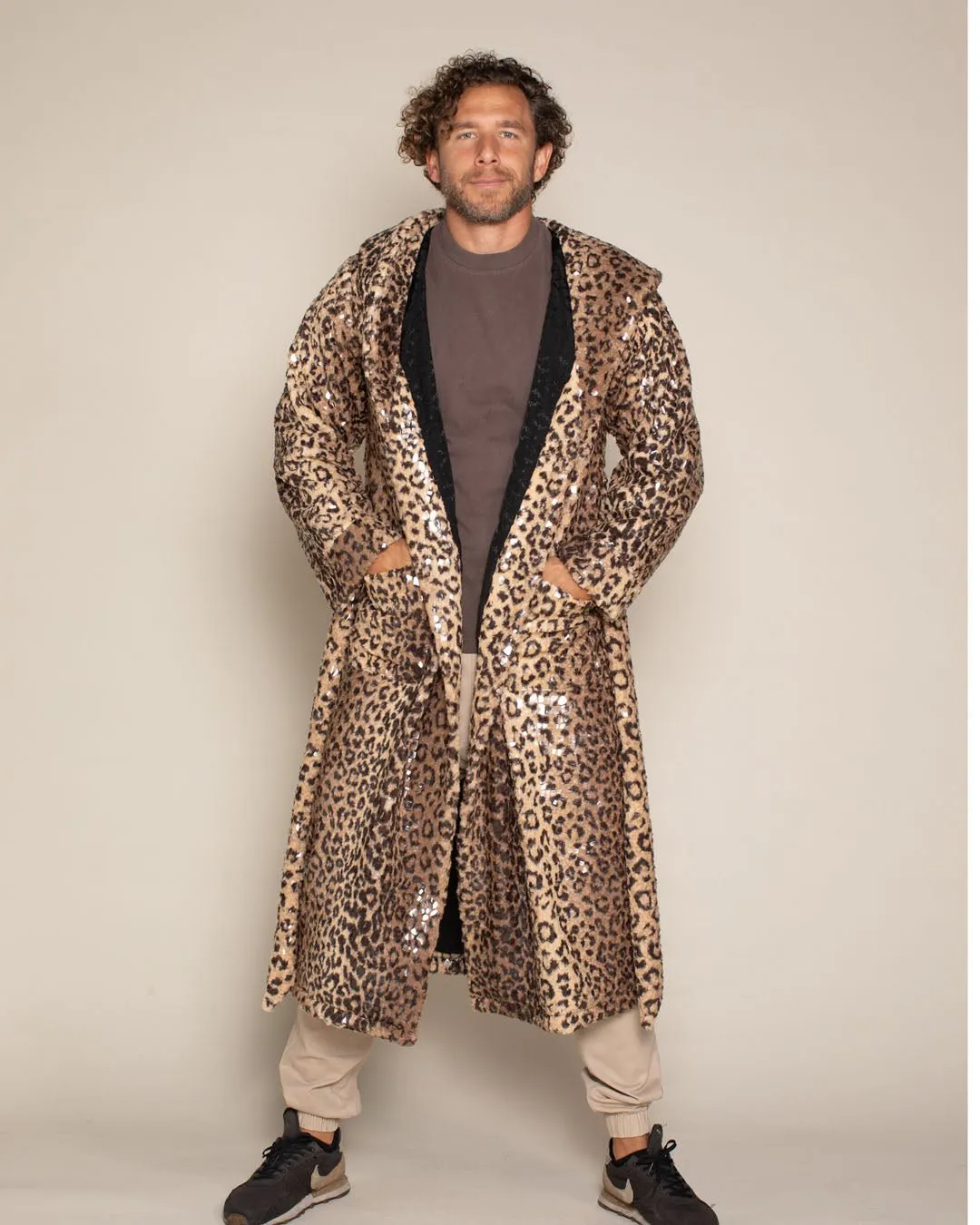 Classic Men's Long Faux Fur Coat | Sri Lankan Leopard Print