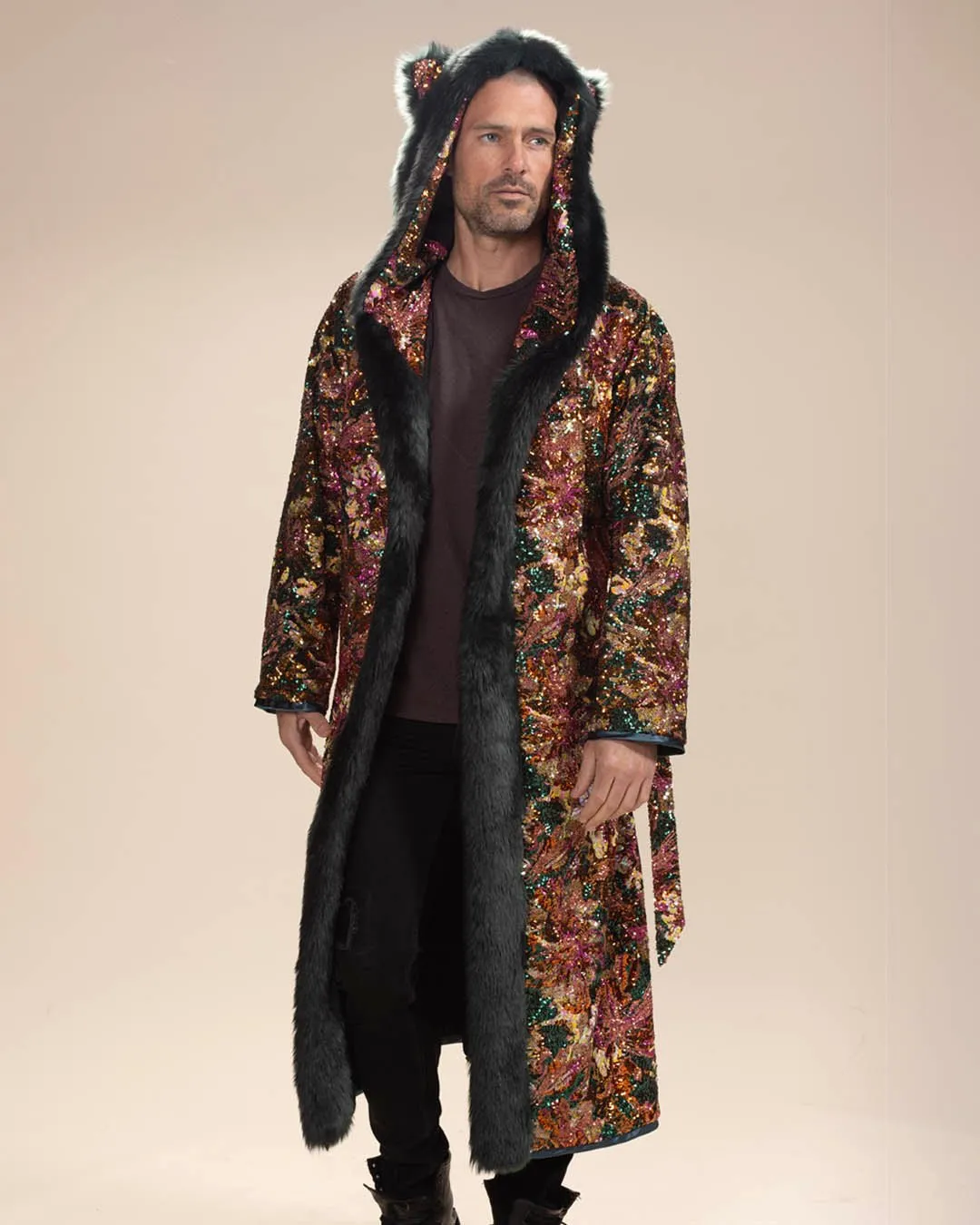 Classic Men's Long Sequin Coat | Oasis Emerald Green