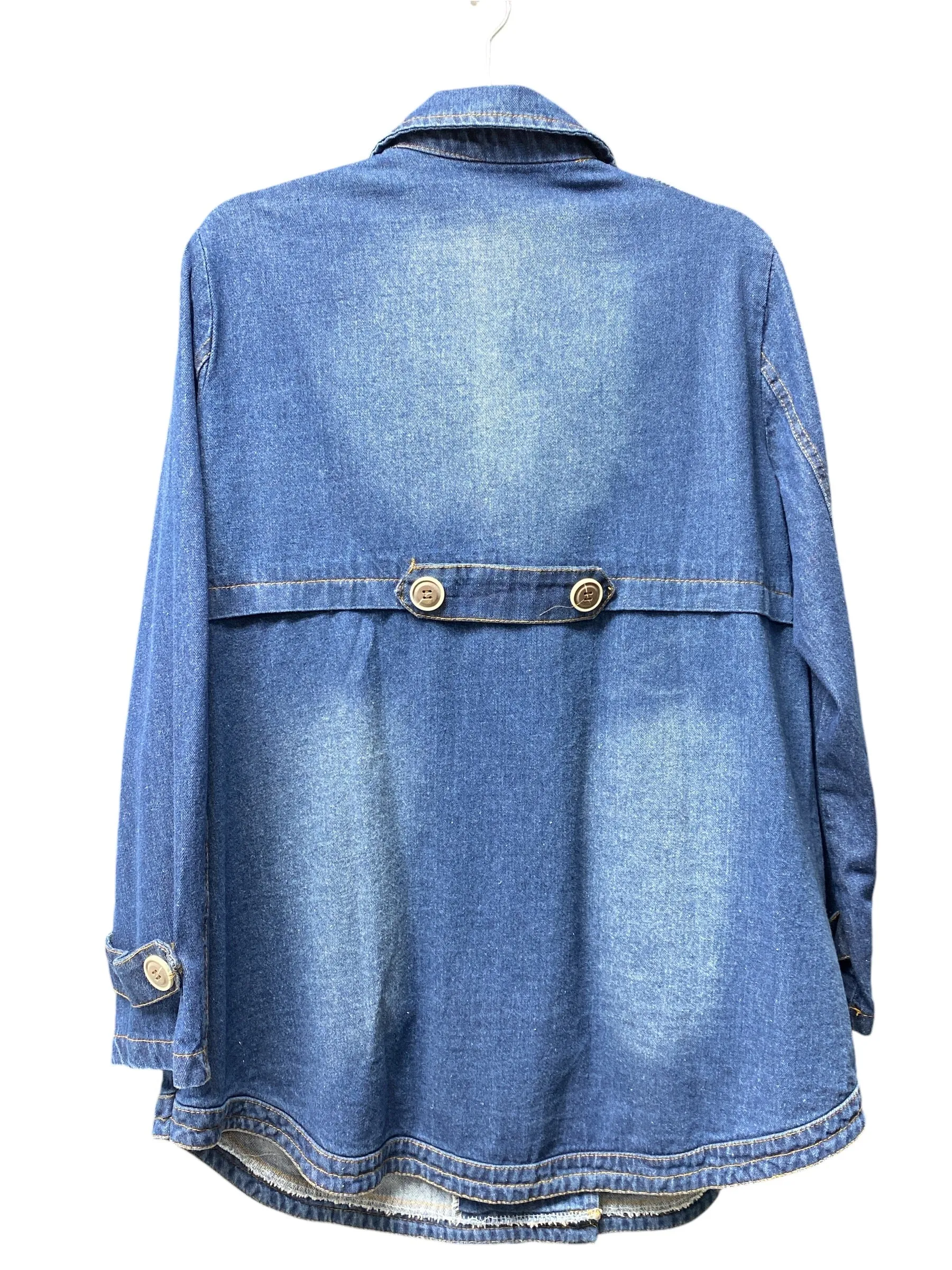 Coat Peacoat By Clothes Mentor In Blue Denim, Size: L