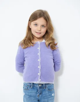 Coco Girls Cashmere Cardigan in Thistle