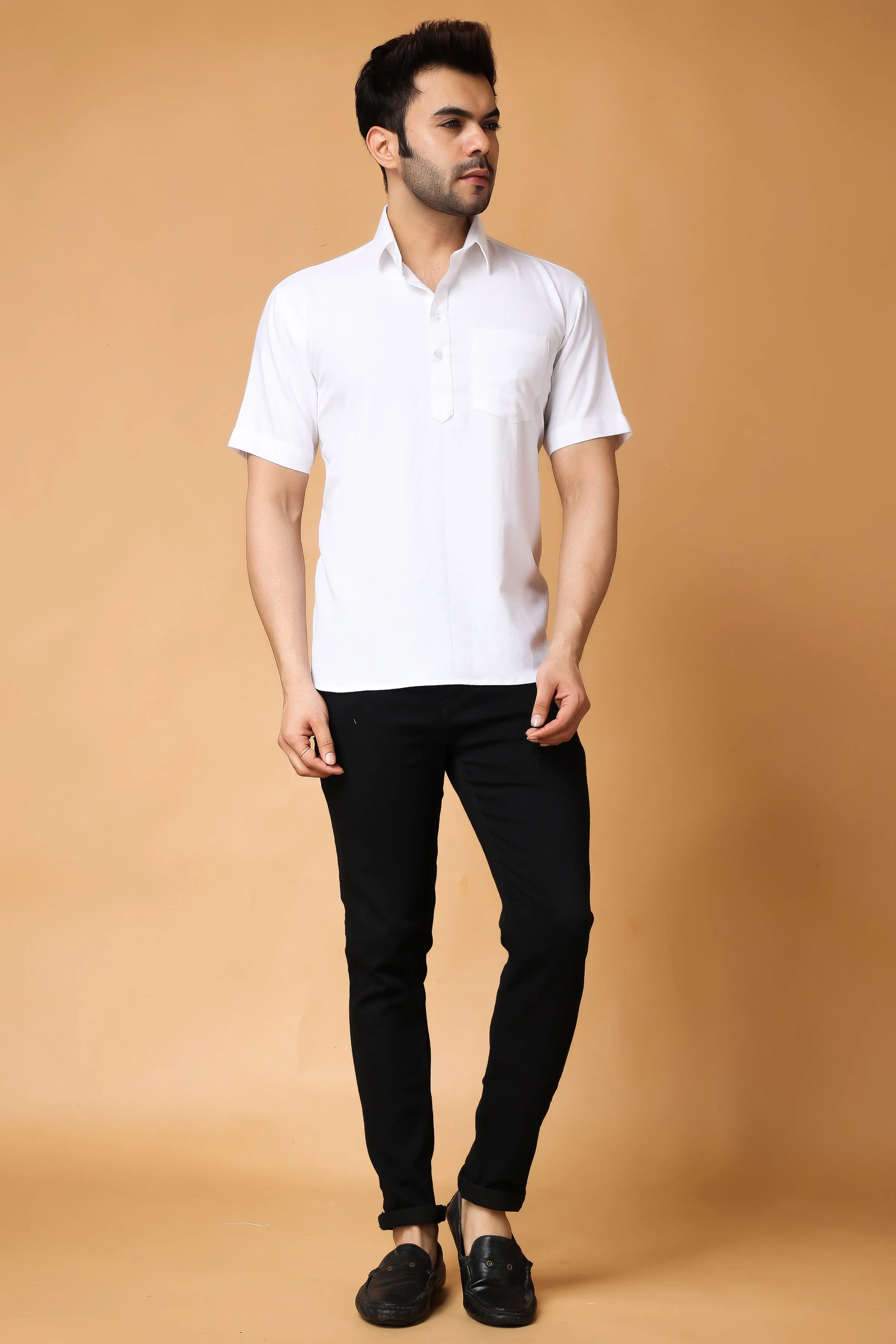 Crisp White Linen Short Kurta