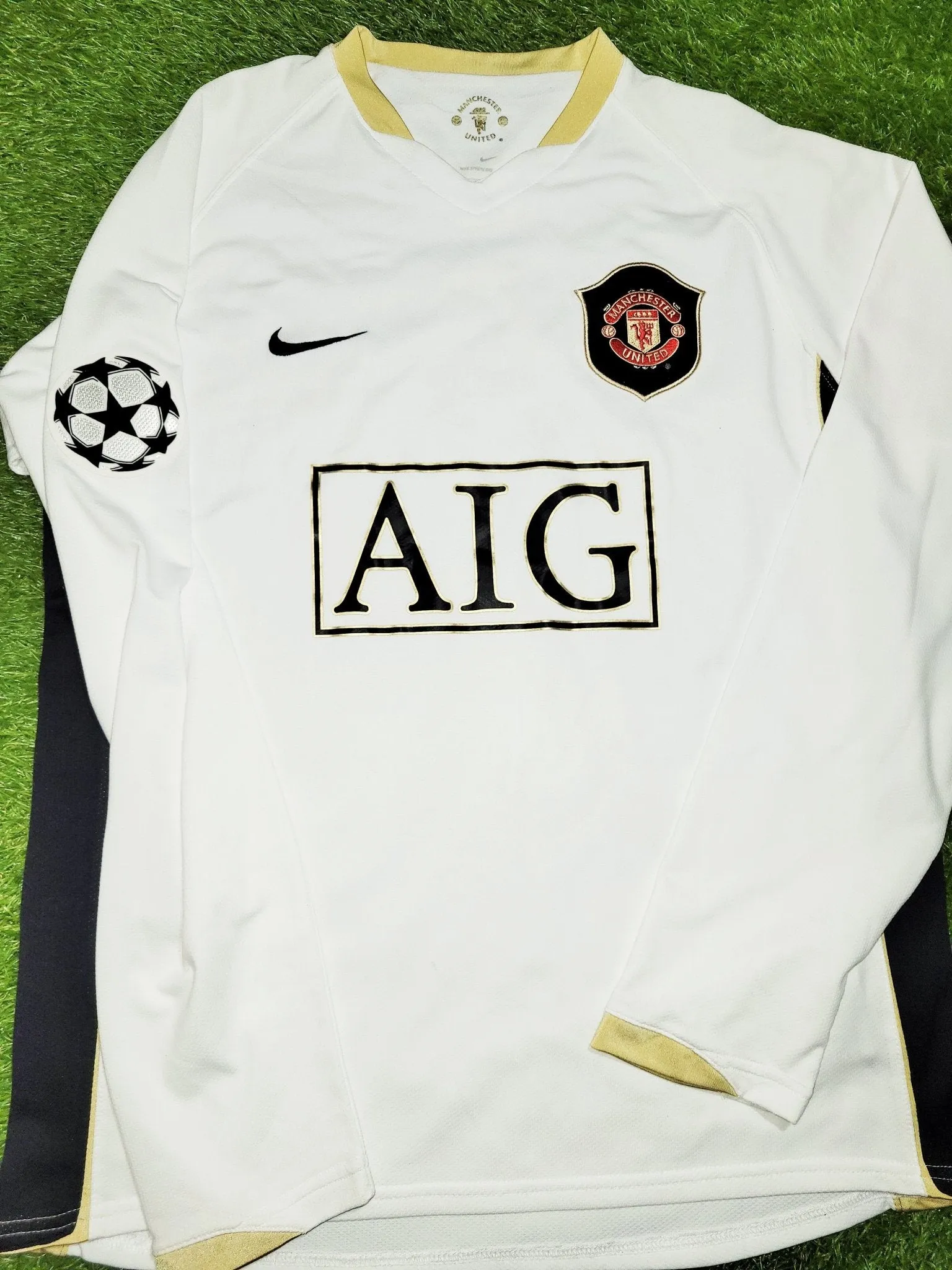 Cristiano Ronaldo Manchester United 2007 2008 UEFA Long Sleeve Third Soccer Jersey M SKU# H6SYS 146818