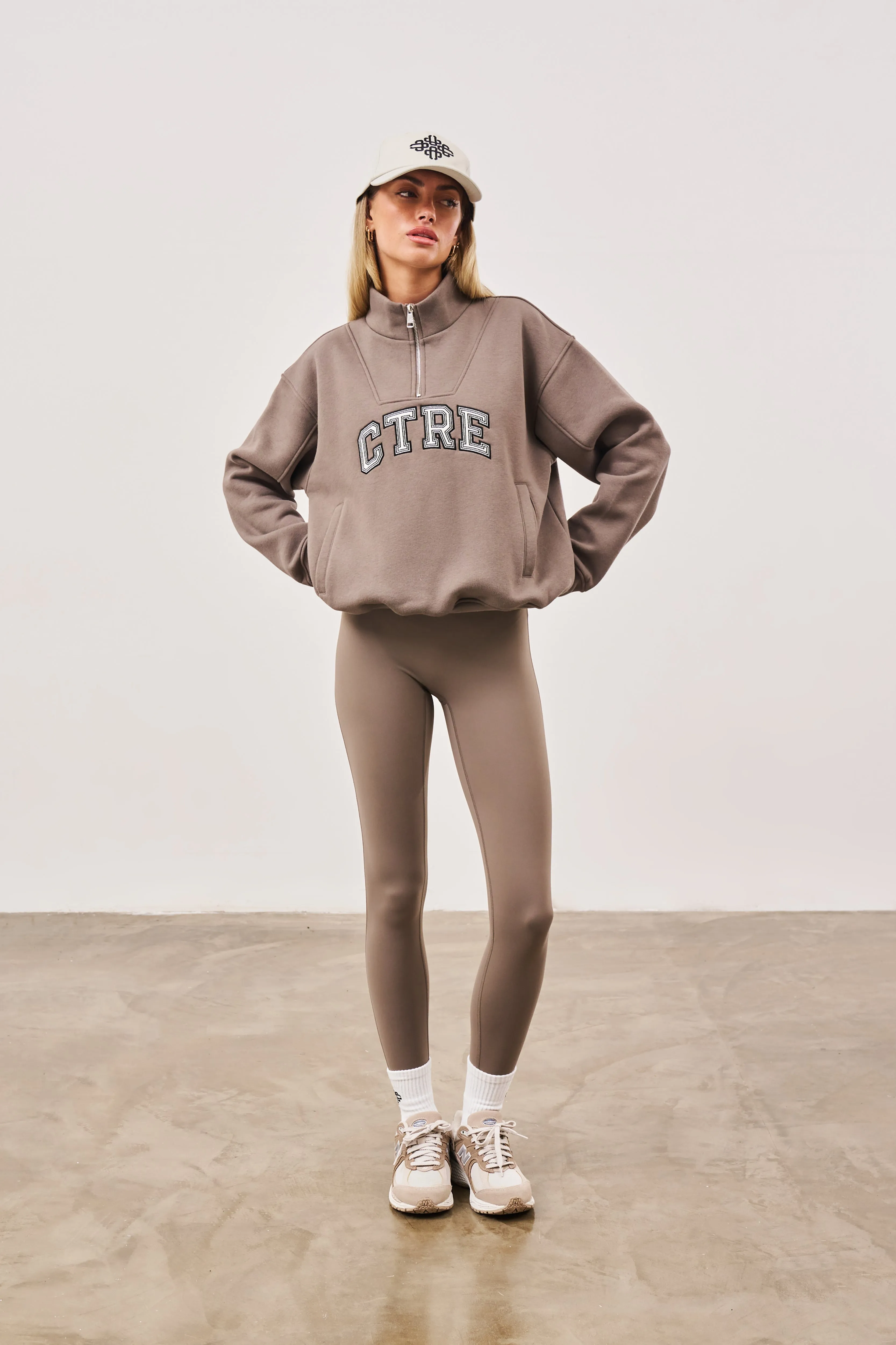 CTRE HALF ZIP SWEATSHIRT - COCOA