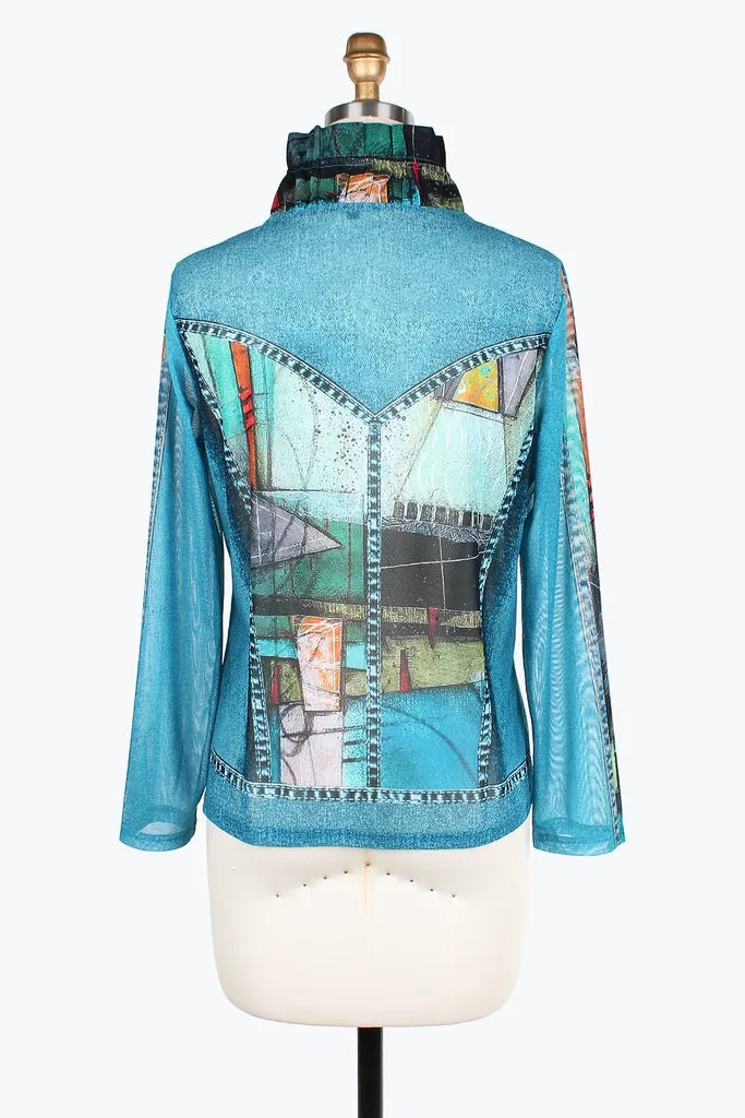 Damee Jacket ABSTRACT PAINTING DENIM MESH TWIN SET 31407-DNM