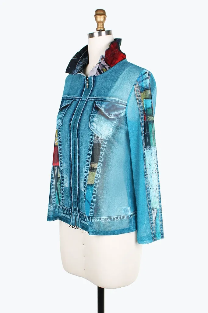 Damee Jacket ABSTRACT PAINTING DENIM MESH TWIN SET 31407-DNM