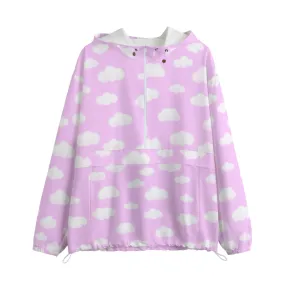 Dreamy Clouds Unisex Half-Zip Anorak Jacket (Taffy Pink)