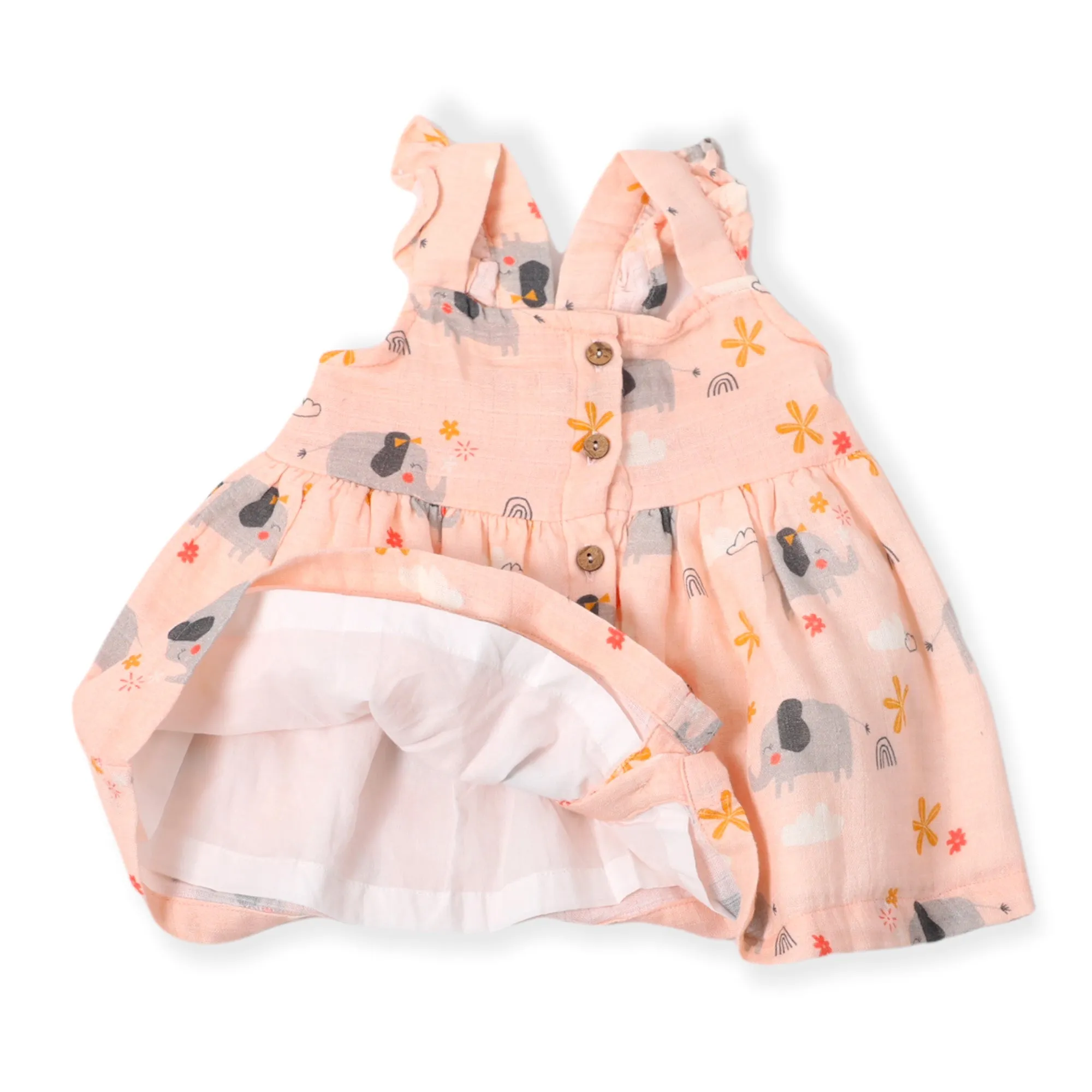 Elephant Button Front Dress  Bloomer SET (Organic Cotton)