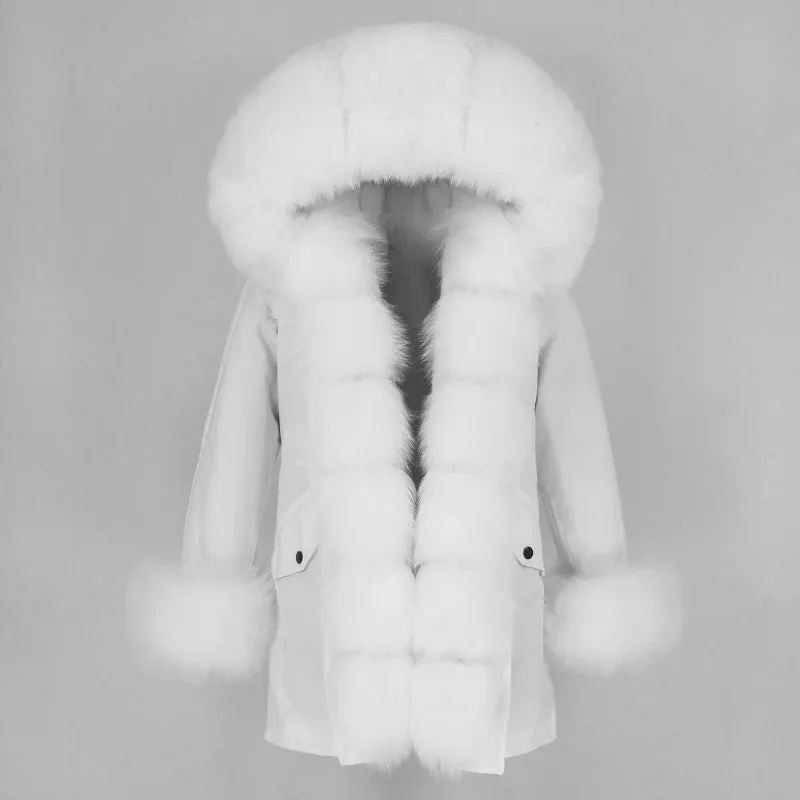 Fashion Jacket for Women with Real Fur. Coat Natural