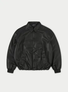 FAUX LEATHER BOMBER - BLACK