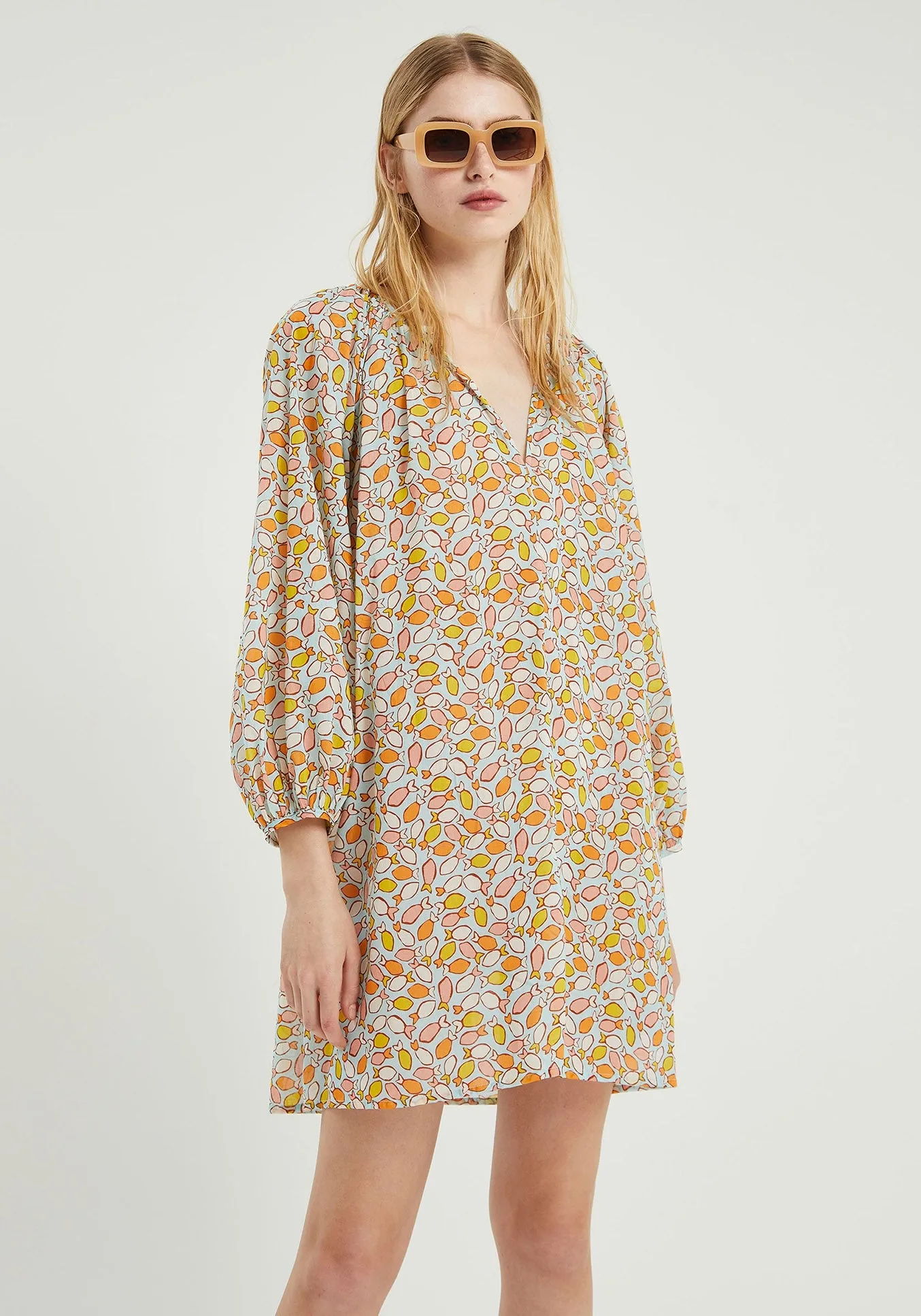 Fish Print Short Tunic Dress