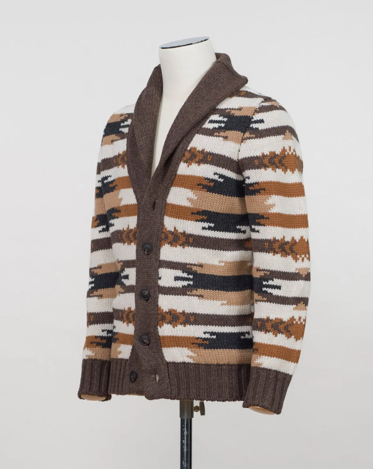 Gran Sasso Shawl Collar Wool Cardigan / Brown