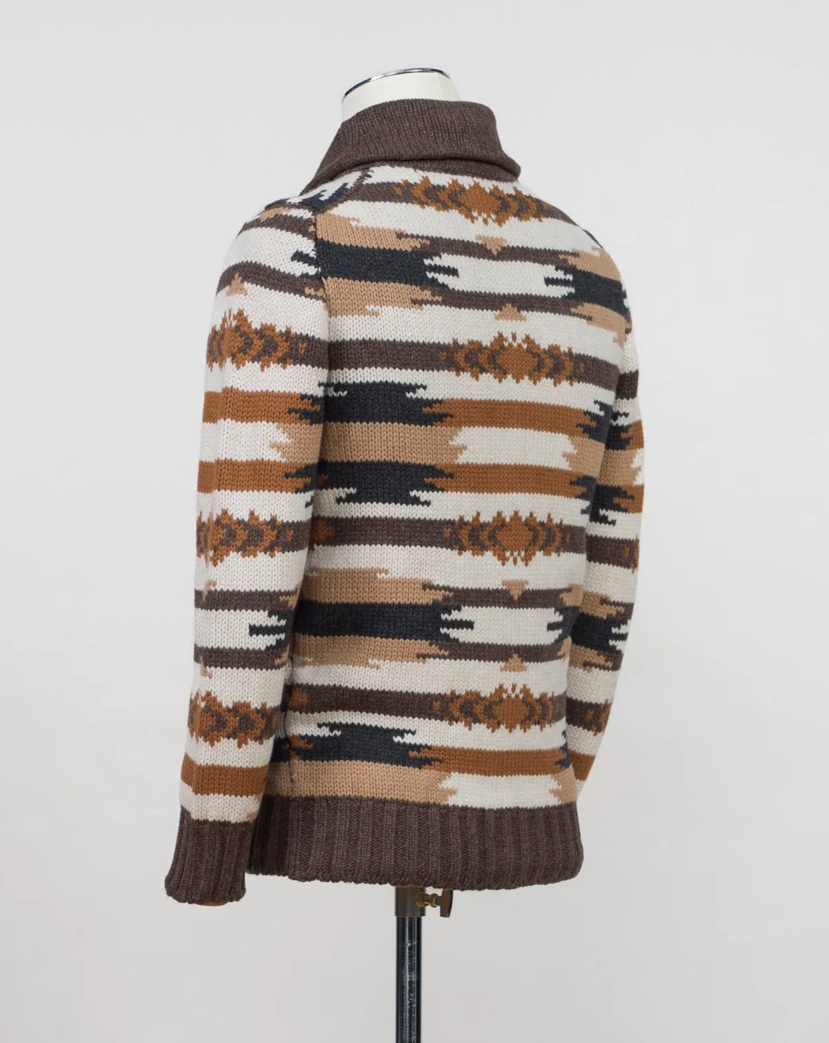 Gran Sasso Shawl Collar Wool Cardigan / Brown