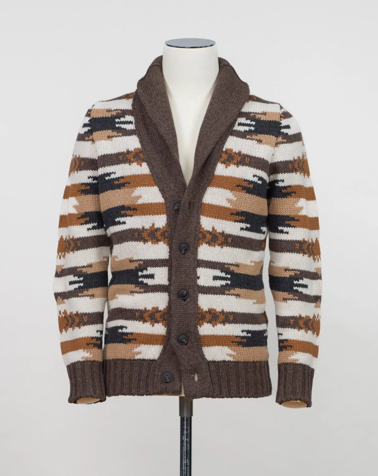 Gran Sasso Shawl Collar Wool Cardigan / Brown