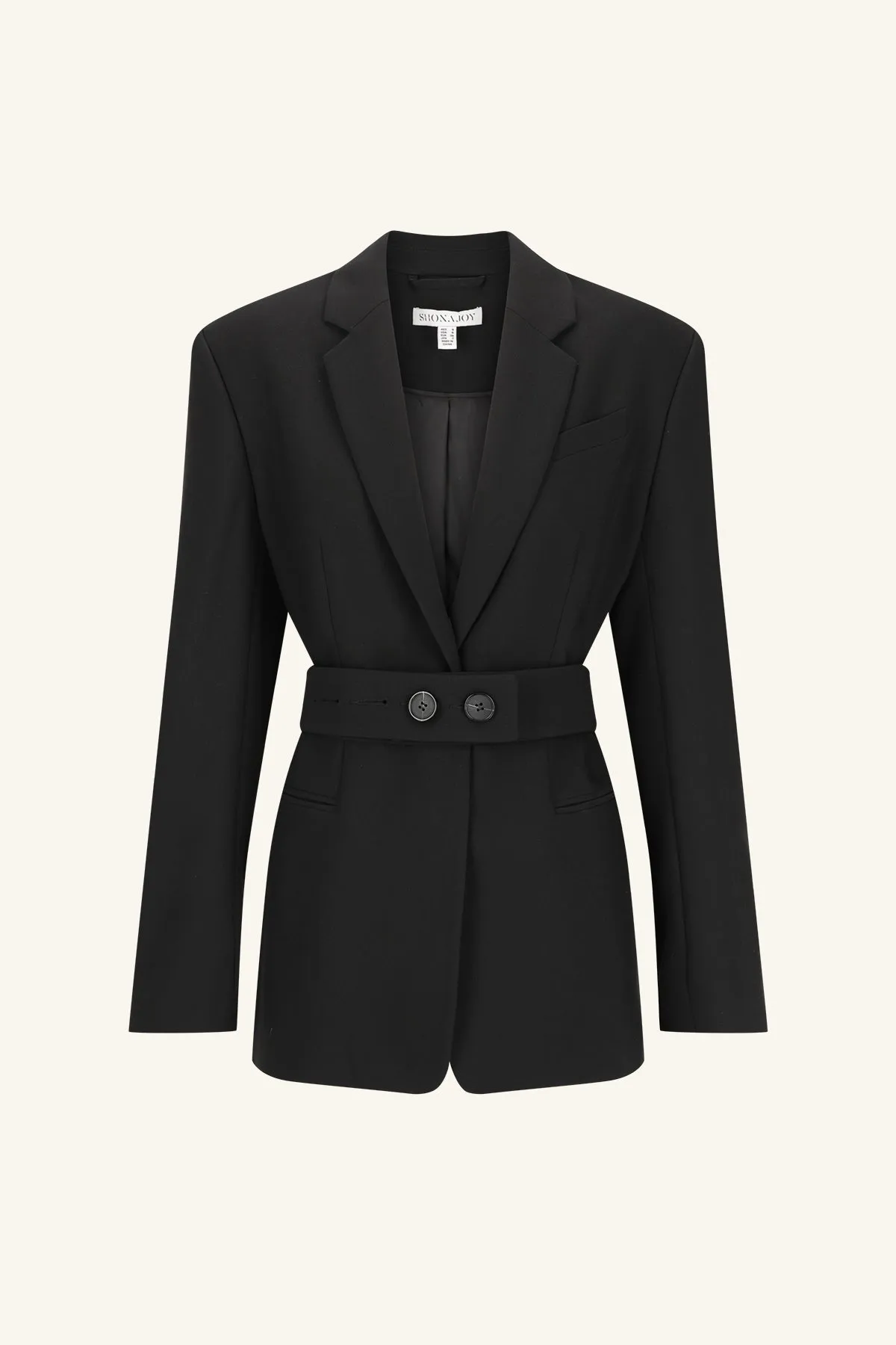 IRENA Hourglass Single-Breasted Black Blazer with Belt