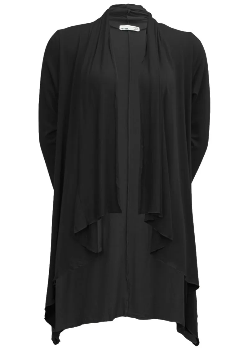 Irregular Hem Stretch Cardi Black