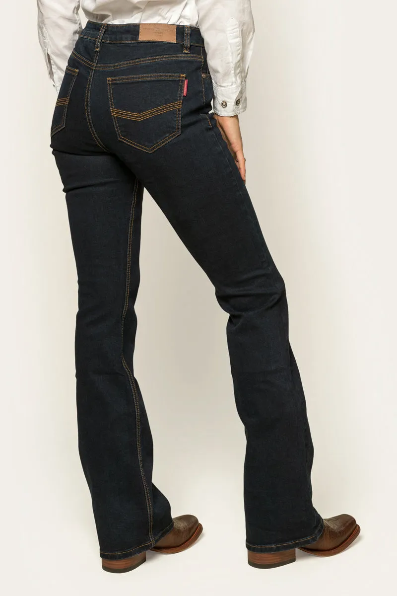 Katherine Womens Mid Rise Bootleg Jean - Dark Blue