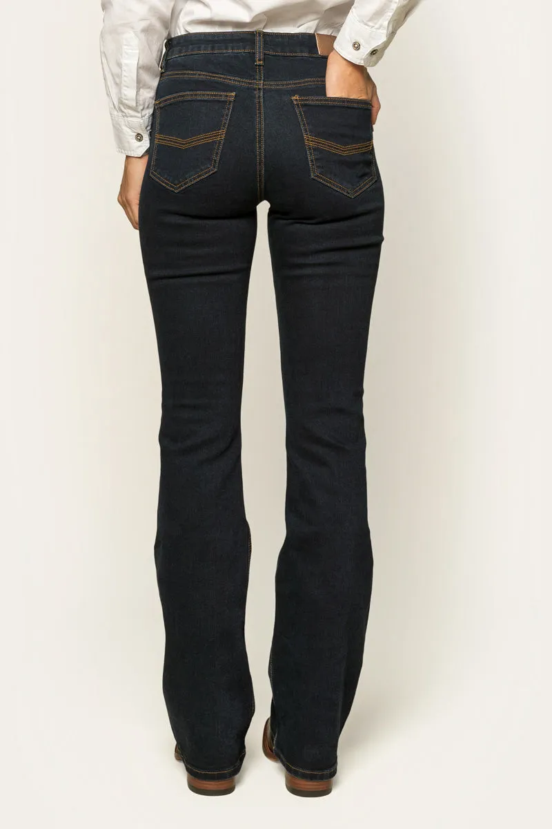 Katherine Womens Mid Rise Bootleg Jean - Dark Blue