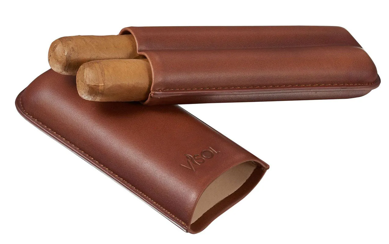 Legend Brown Genuine Leather Case - Holds 2 Cigars