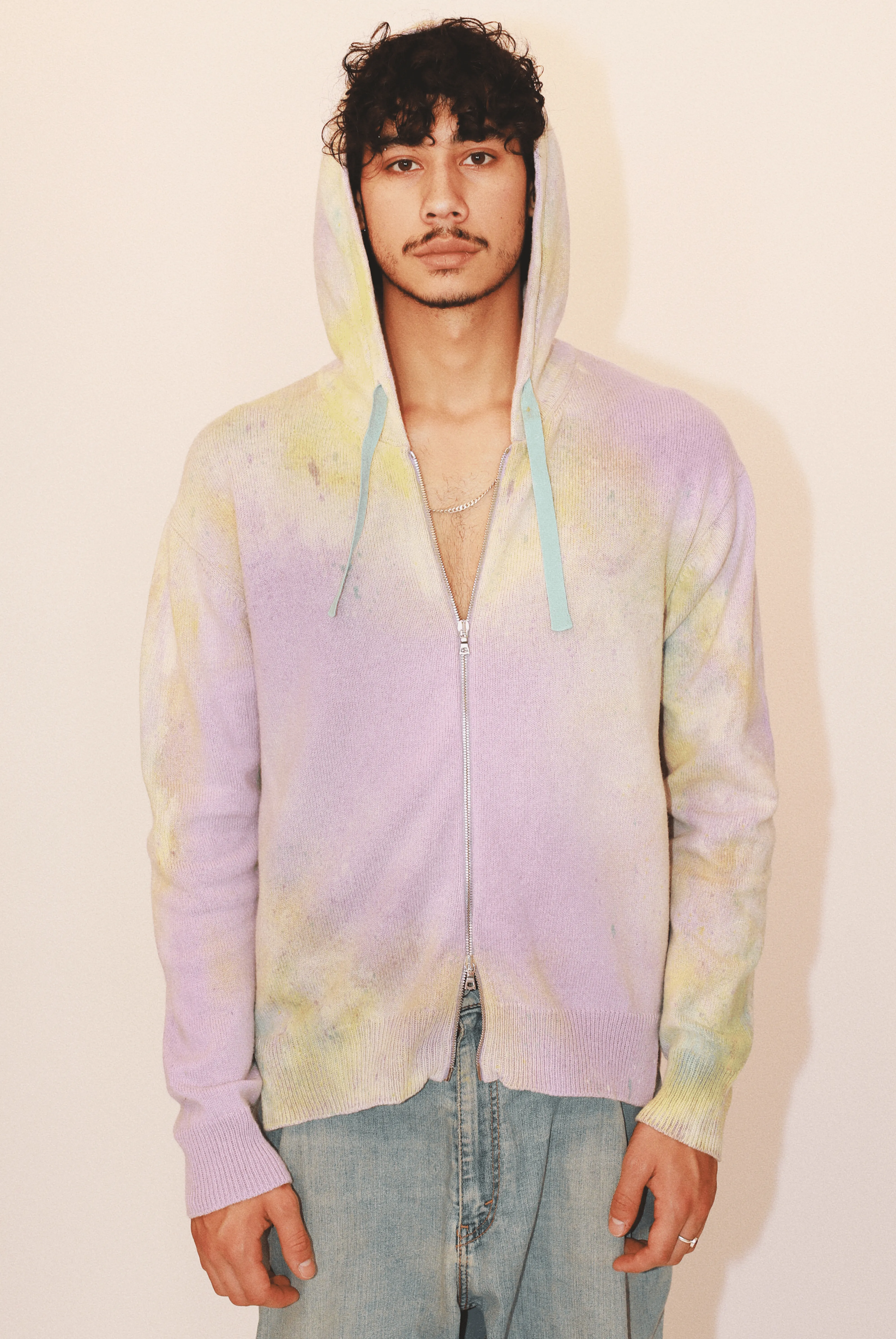 Marshall Hand-Painted Zip Hoodie in Organic Cotton & Recycled Cashmere