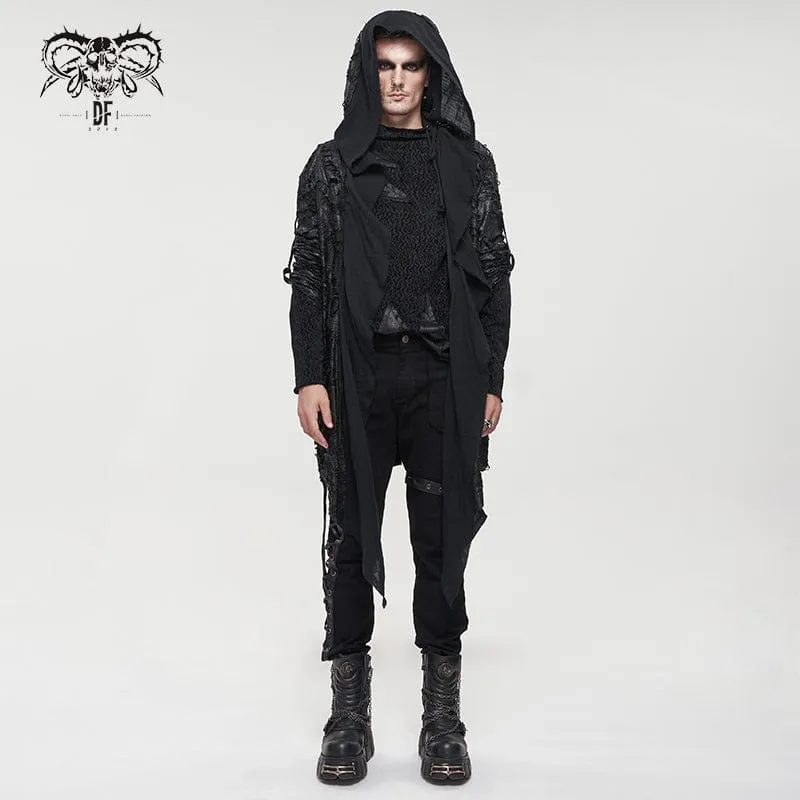 Men's Punk Irregular Ripped Coat with Hood