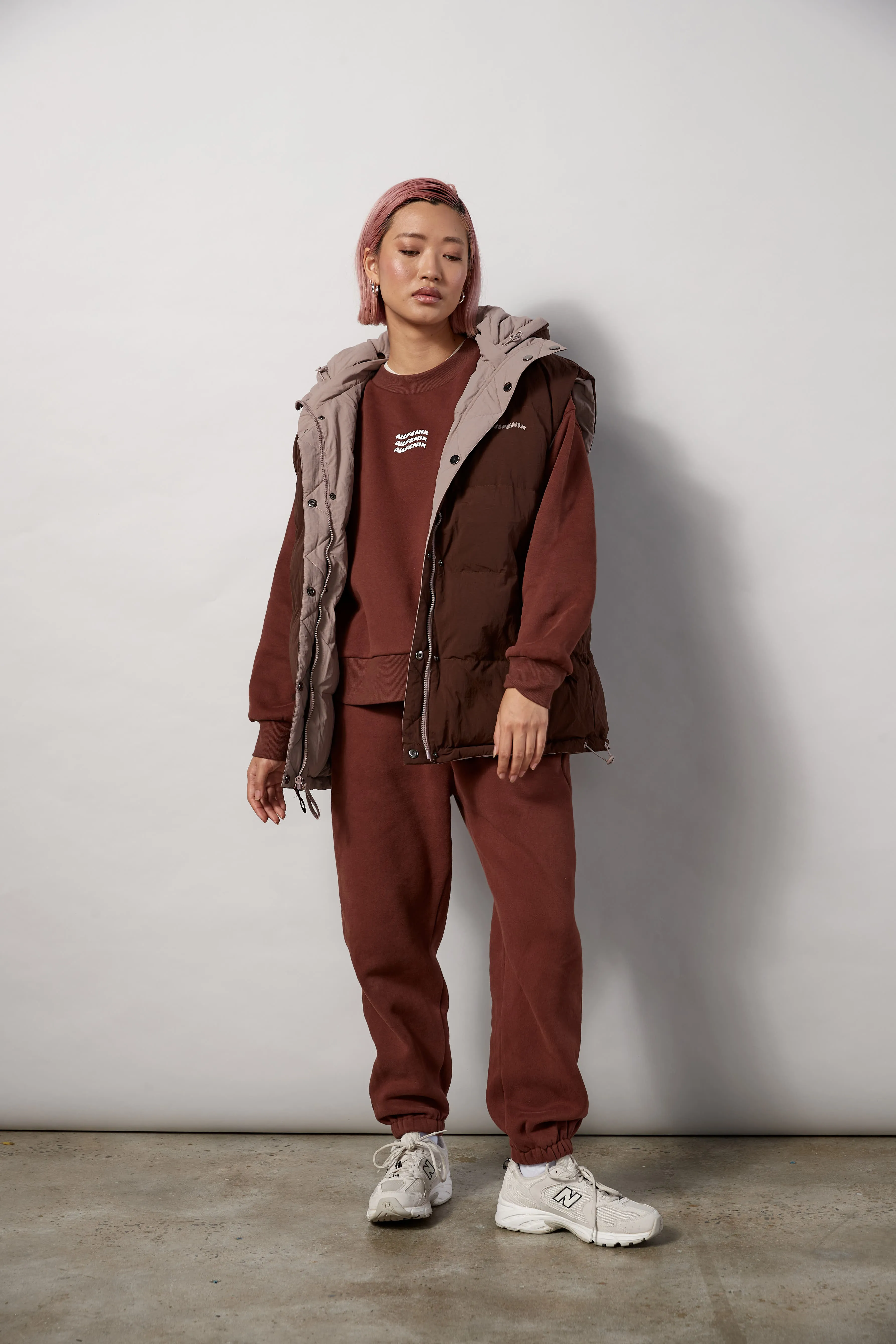 Oversized Reversible Puffer Vest (Chocolate/Latte)