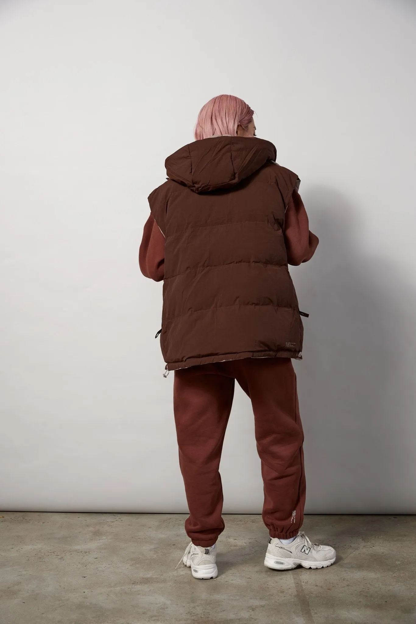 Oversized Reversible Puffer Vest (Chocolate/Latte)